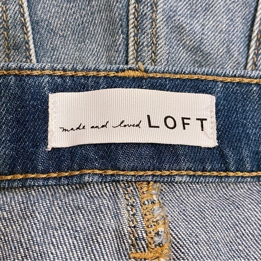 Loft | Frayed Denim Cut Off Shorts Embroidery Size 25/0 - Picture 5 of 7